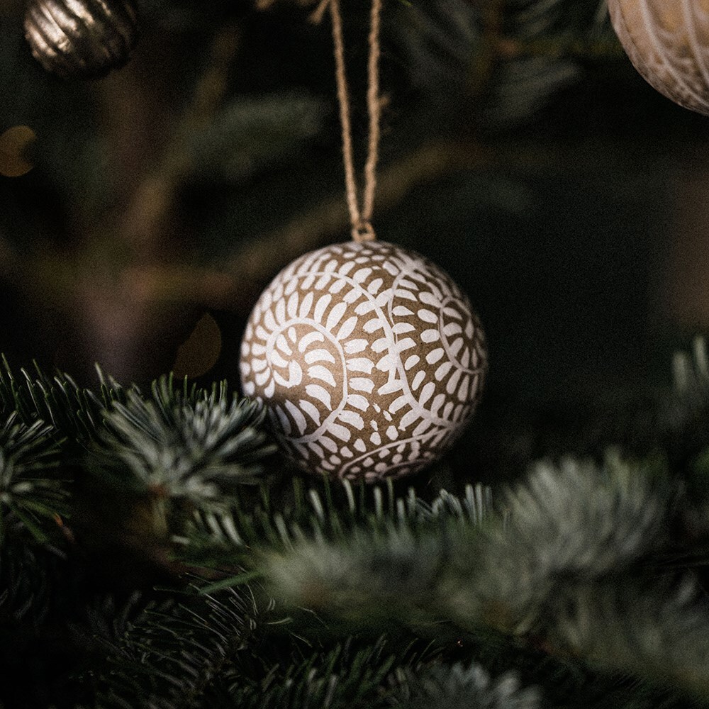 Paper mache baubles - set of 3