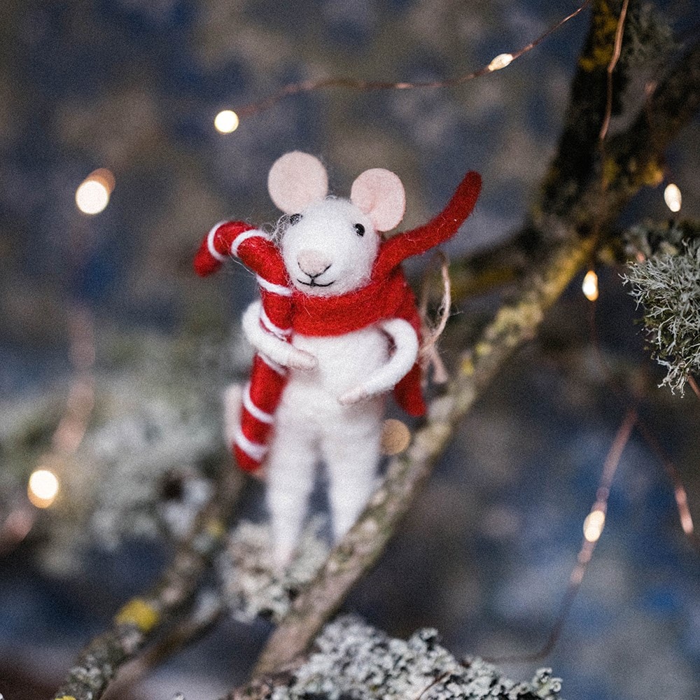 Felt candycane mouse