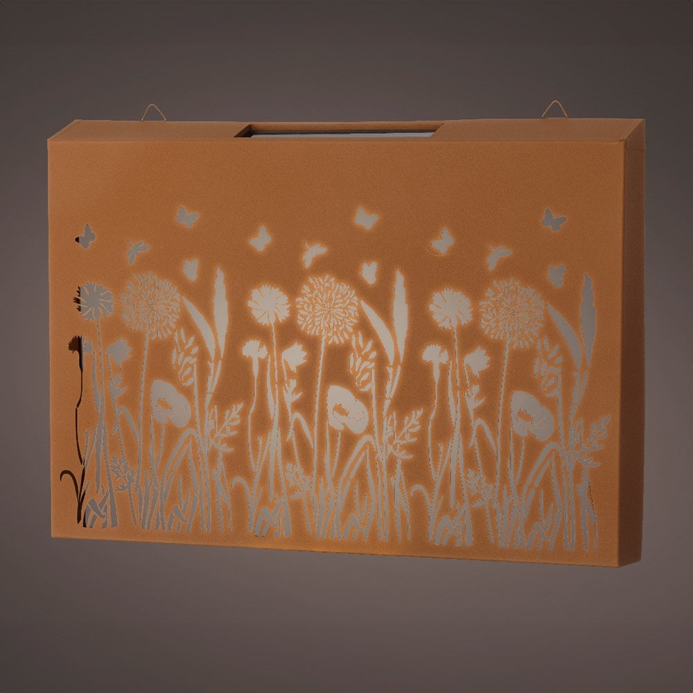 Solar wall light with cut out design - rust 