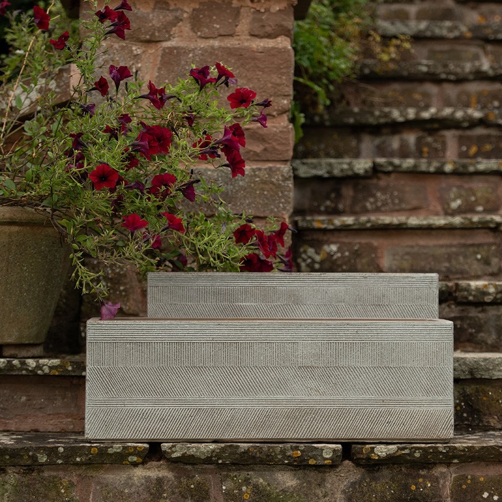 Set of two textured troughs - light grey