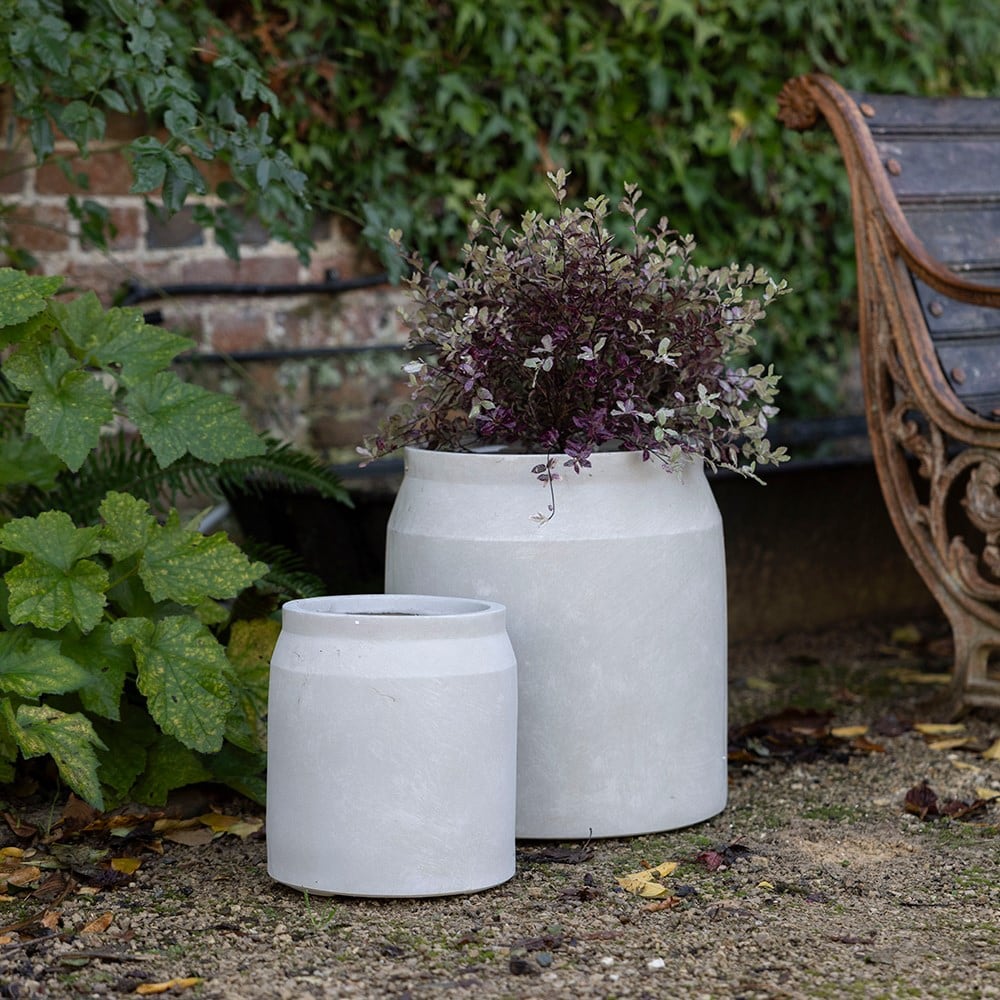 Set of two jar shaped planters - cream