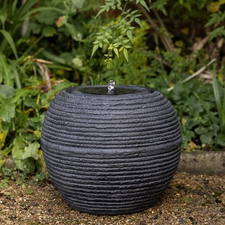 Solar ribbed ball water feature