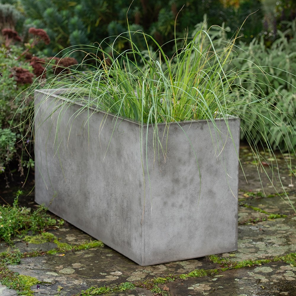 Rectangular terrace planter - weathered cement