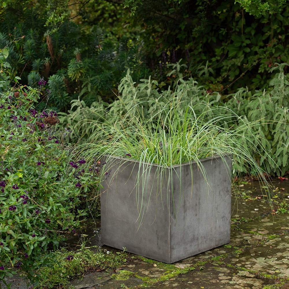 Square terrace planter - weathered cement
