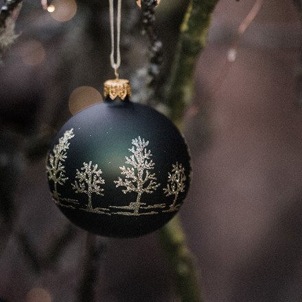 Tree silhouette glass baubles - set of 6