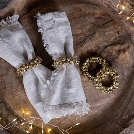 Golden bells napkin rings - set of 4