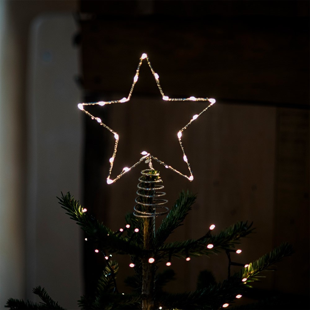 Light up star silhouette tree topper - silver