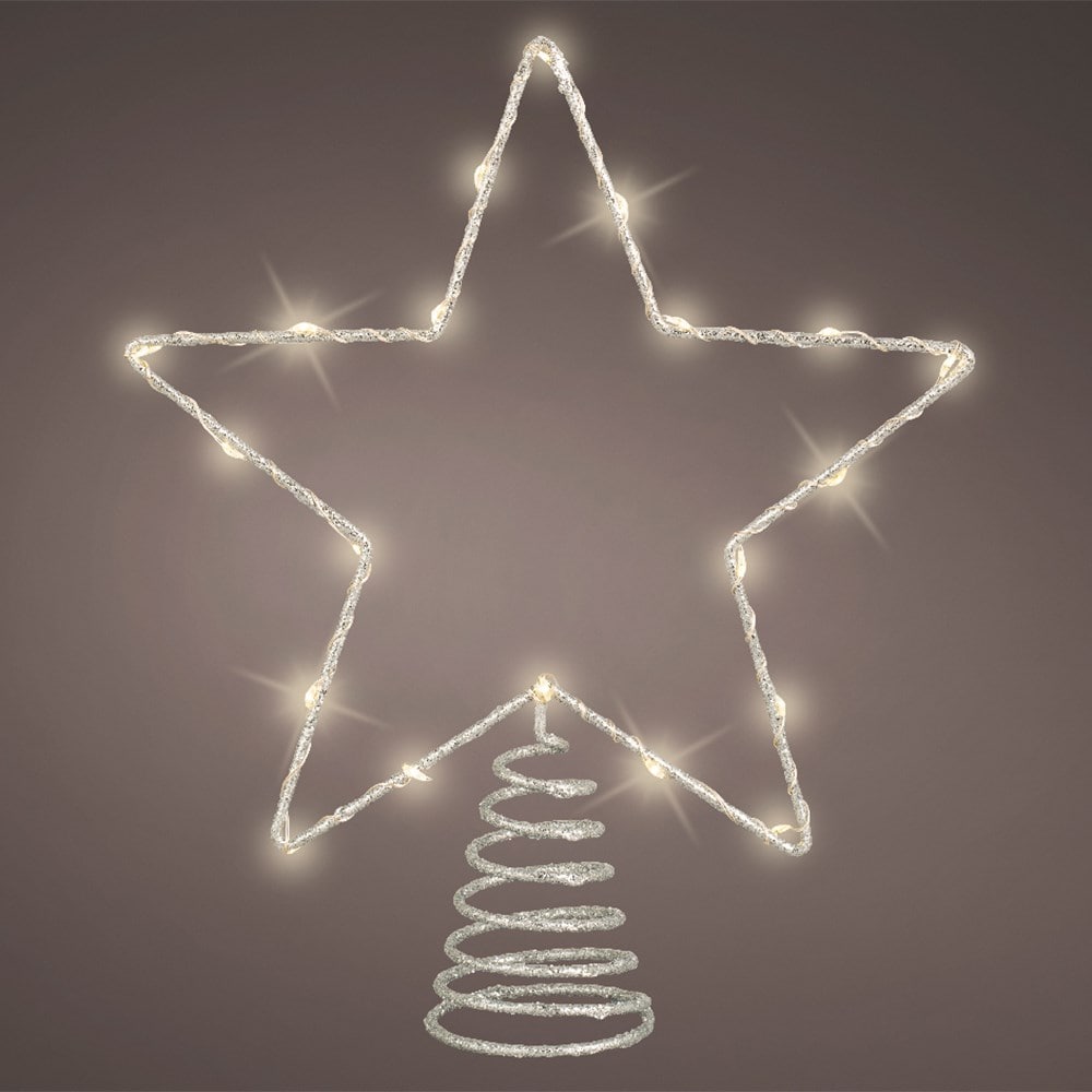 Light up star silhouette tree topper - silver