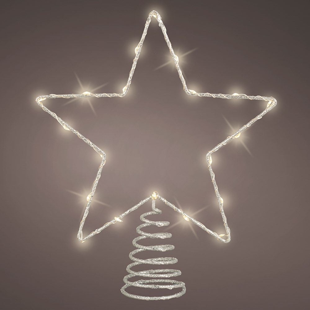 Light up star silhouette tree topper - silver