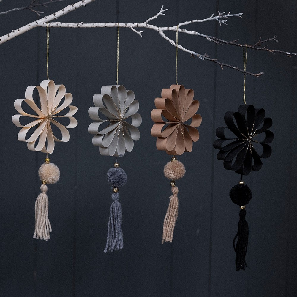 Paper tassel decorations - set of 4