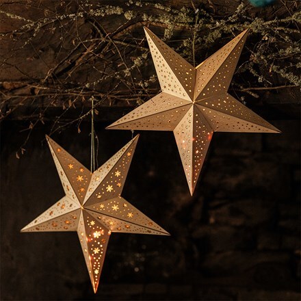 Wooden cutout star lanterns - set of 2