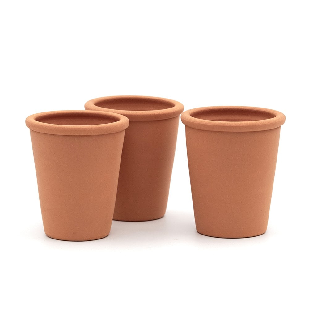 Rimmed terracotta grow pots - set of 3