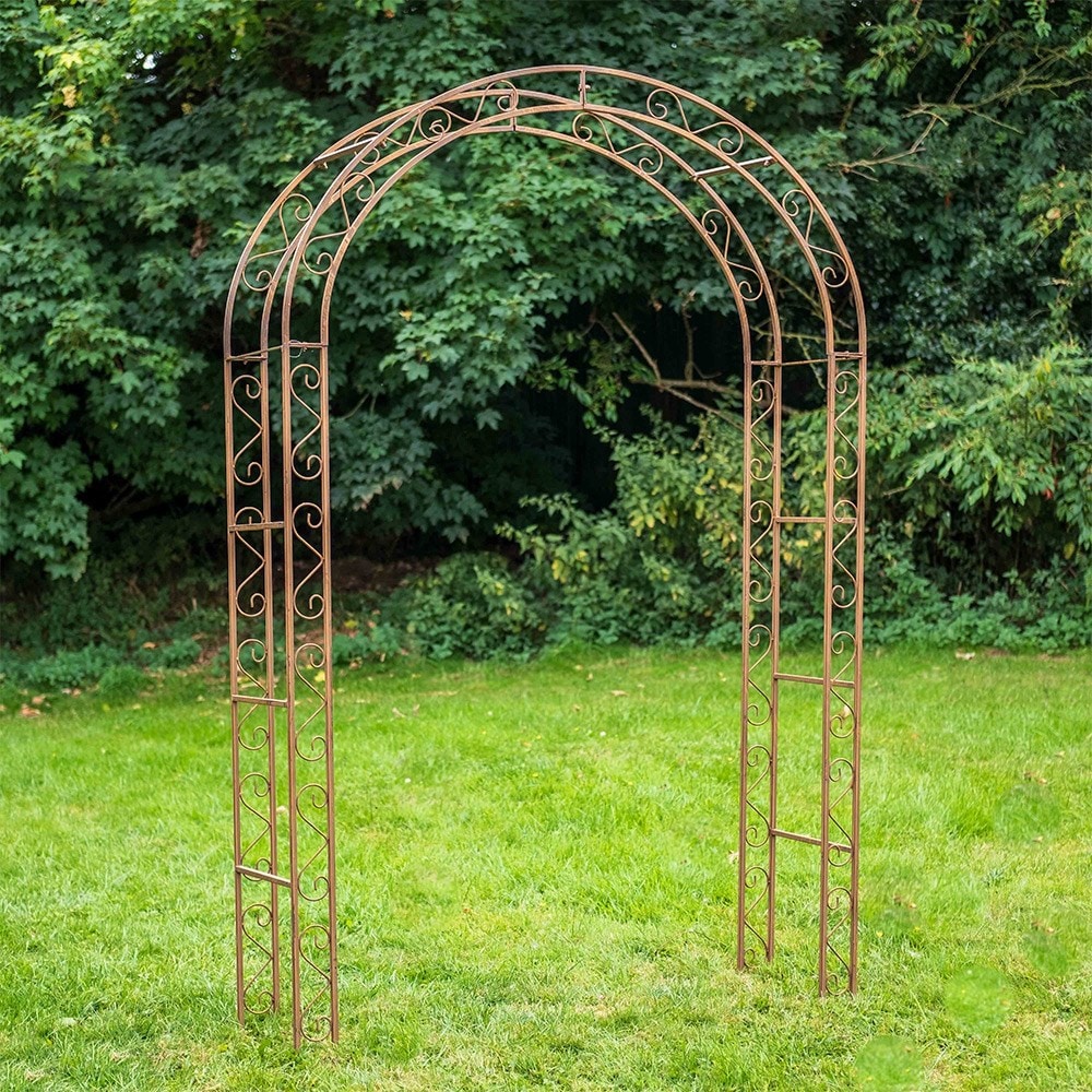 Rustic metal garden arch - rust