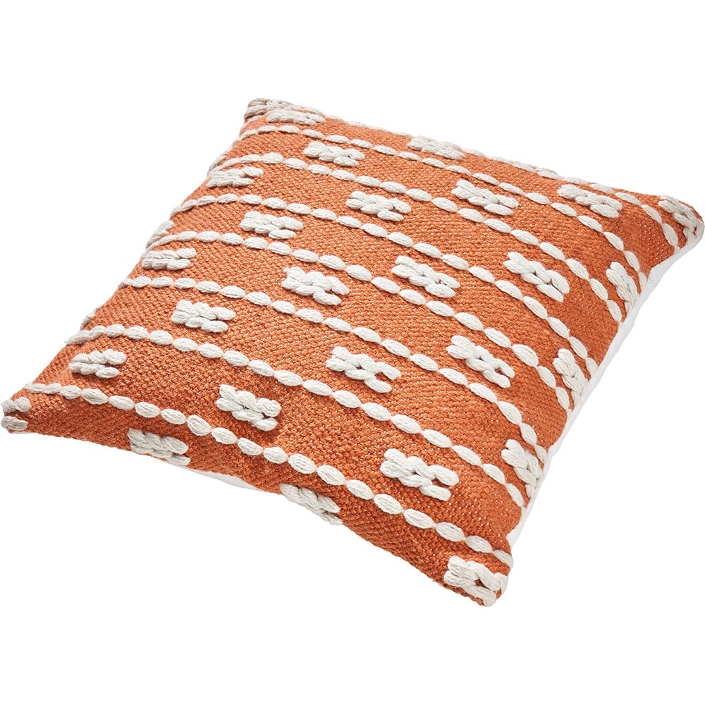 Indoor/outdoor braid design cushion - terracotta