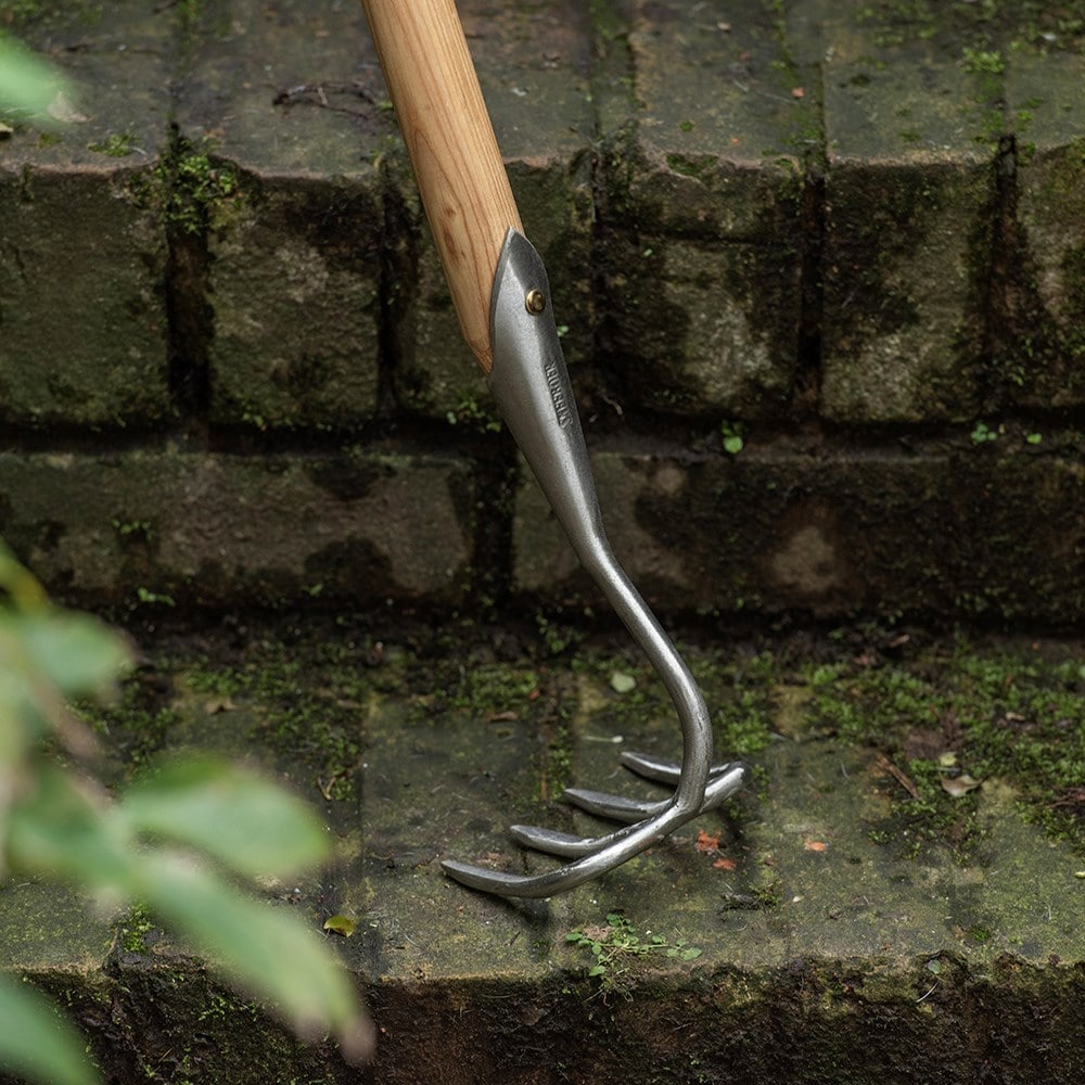 Sneeboer 4 tine weeding/soil rake with long handle