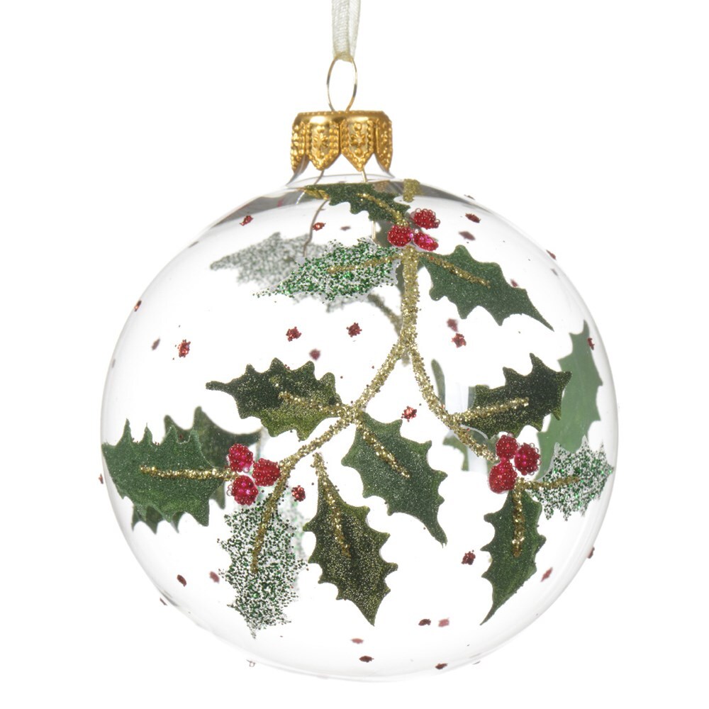 Buy Clear Glass Holly Baubles Set Of 6 Delivery By Crocus