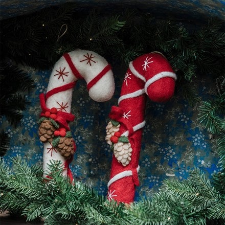 Large felt candy cane decorations - set of 2