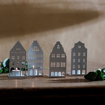 House silhouette tealight holders - set of 4