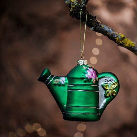 Glass gardeners watering can decoration