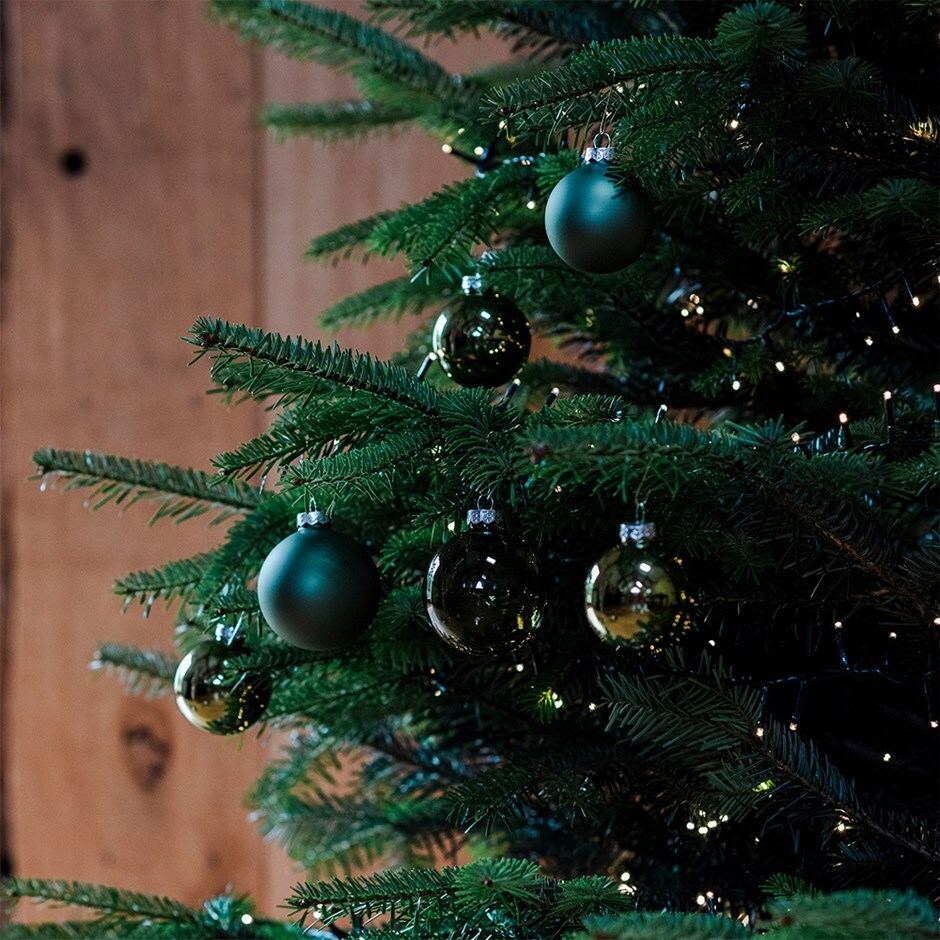 Green glass baubles - box of 21