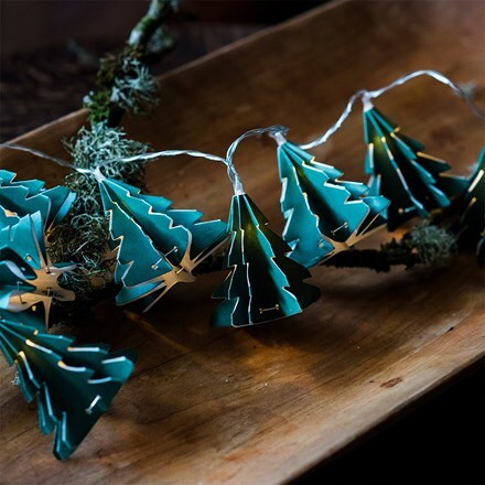 Green paper tree string lights