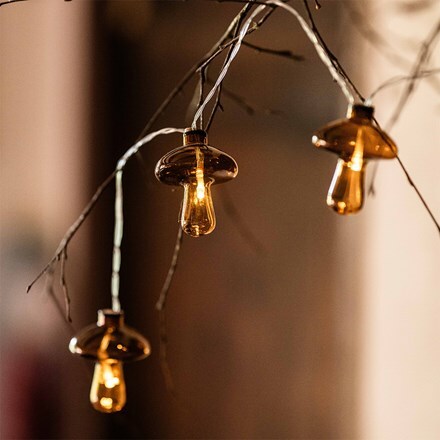 Amber glass mushroom string lights