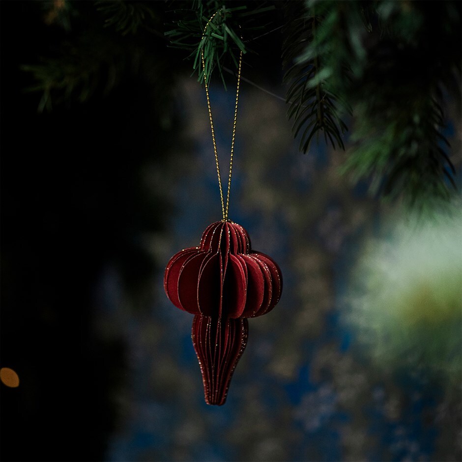 Red paper baubles - set of 3