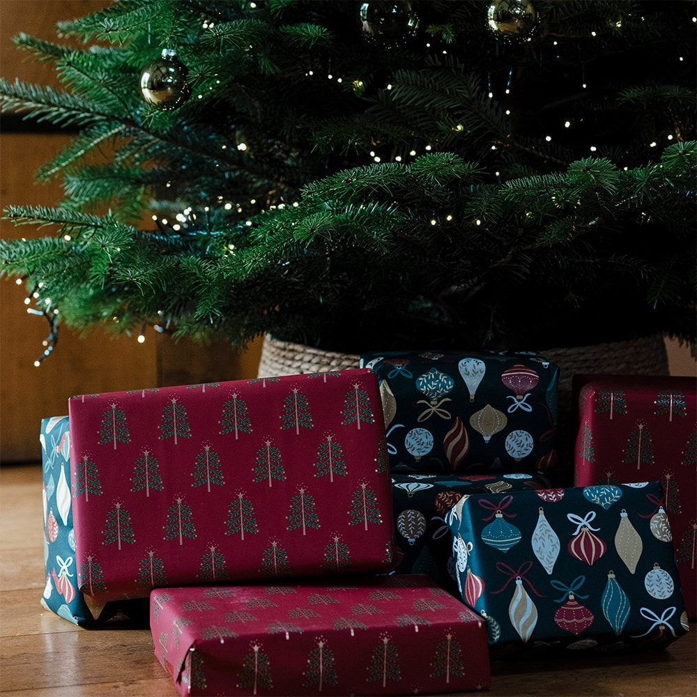 Red tree wrapping paper