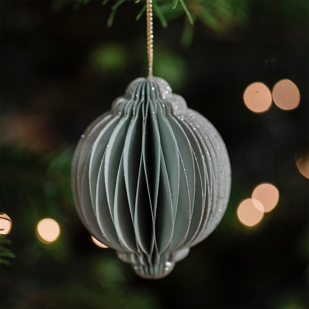 Sage paper sphere decorations - set of 3
