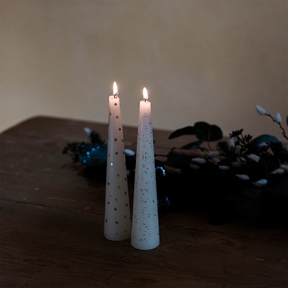 Star tapered candles - set of 2