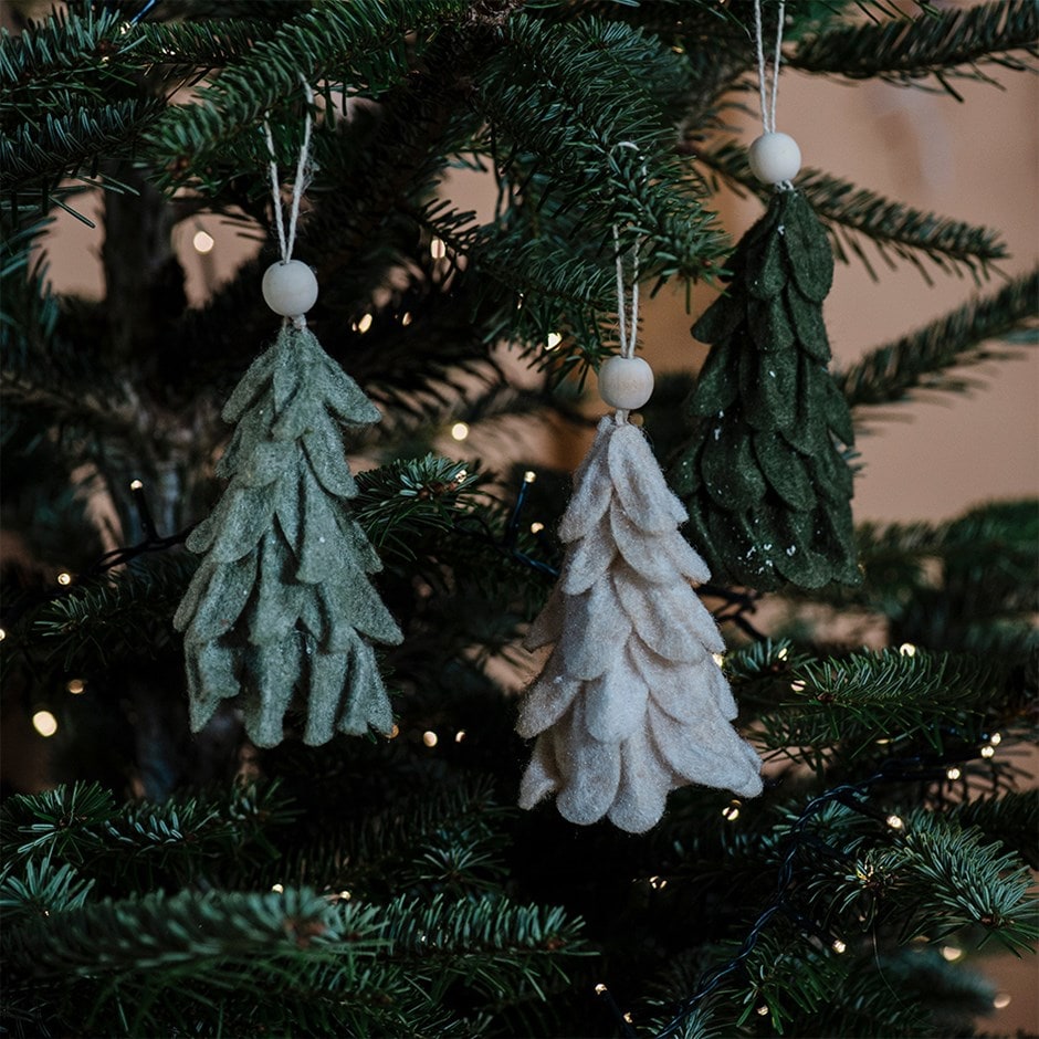 Three hanging felt trees