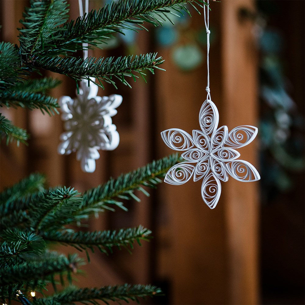 Two paper flower decorations