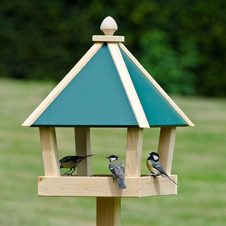 Wooden standing bird table / feeder - green