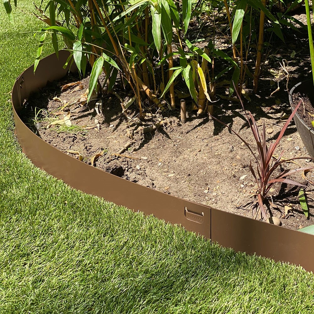 Powder coated steel flexible garden edging - brown