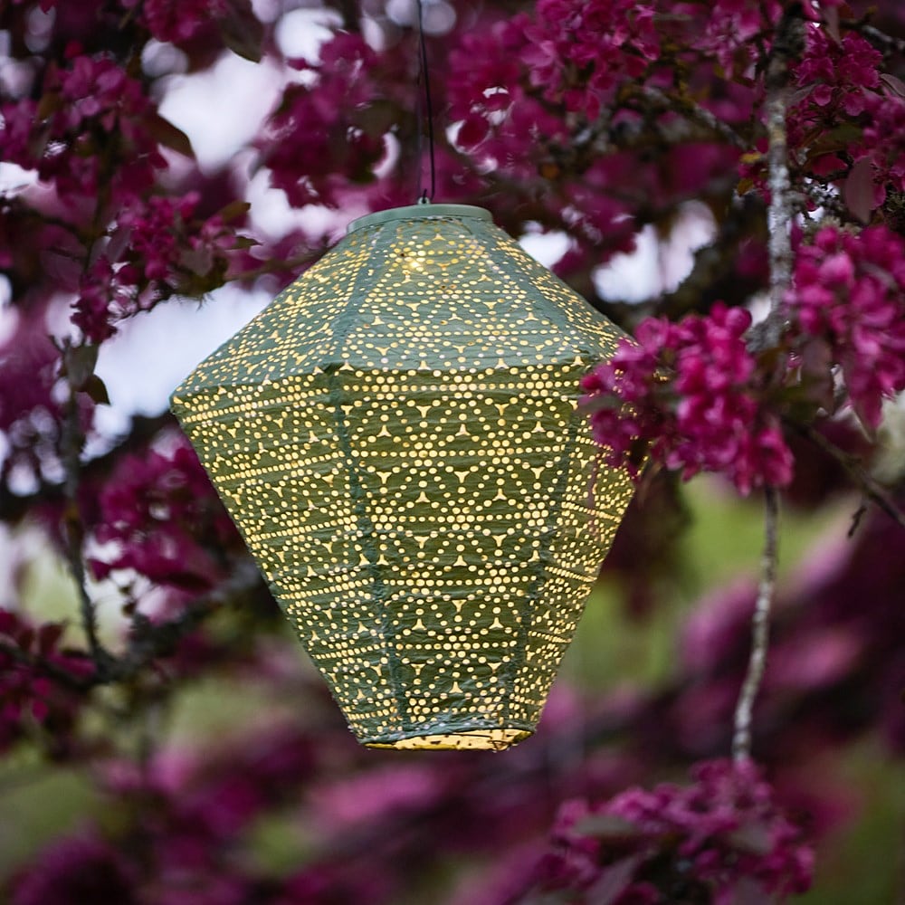 Solar lantern diamond green