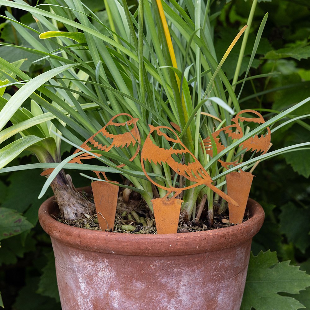 Set of three bird stakes