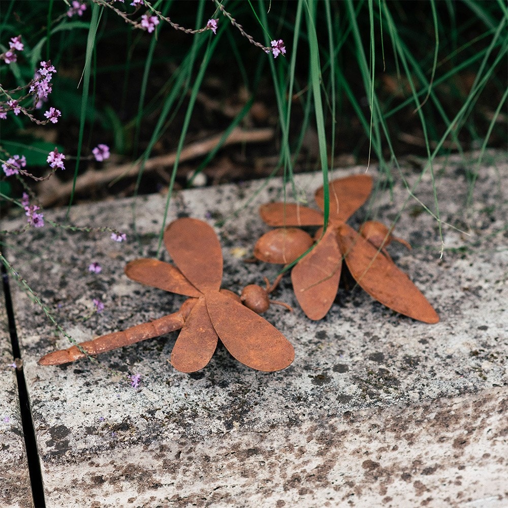 Rusted dragonfly & butterfly ornaments