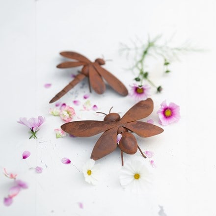 Rusted dragonfly & butterfly ornaments