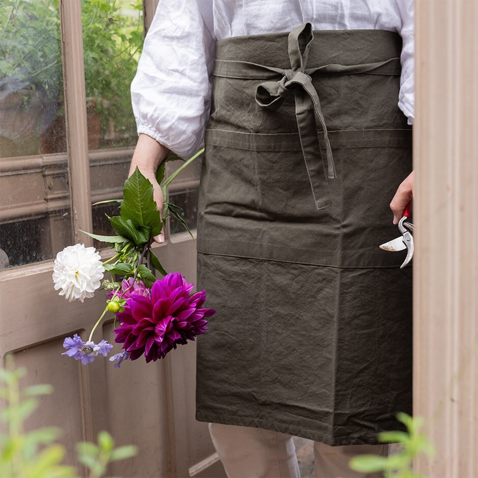 Lightweight gardening half apron - khaki