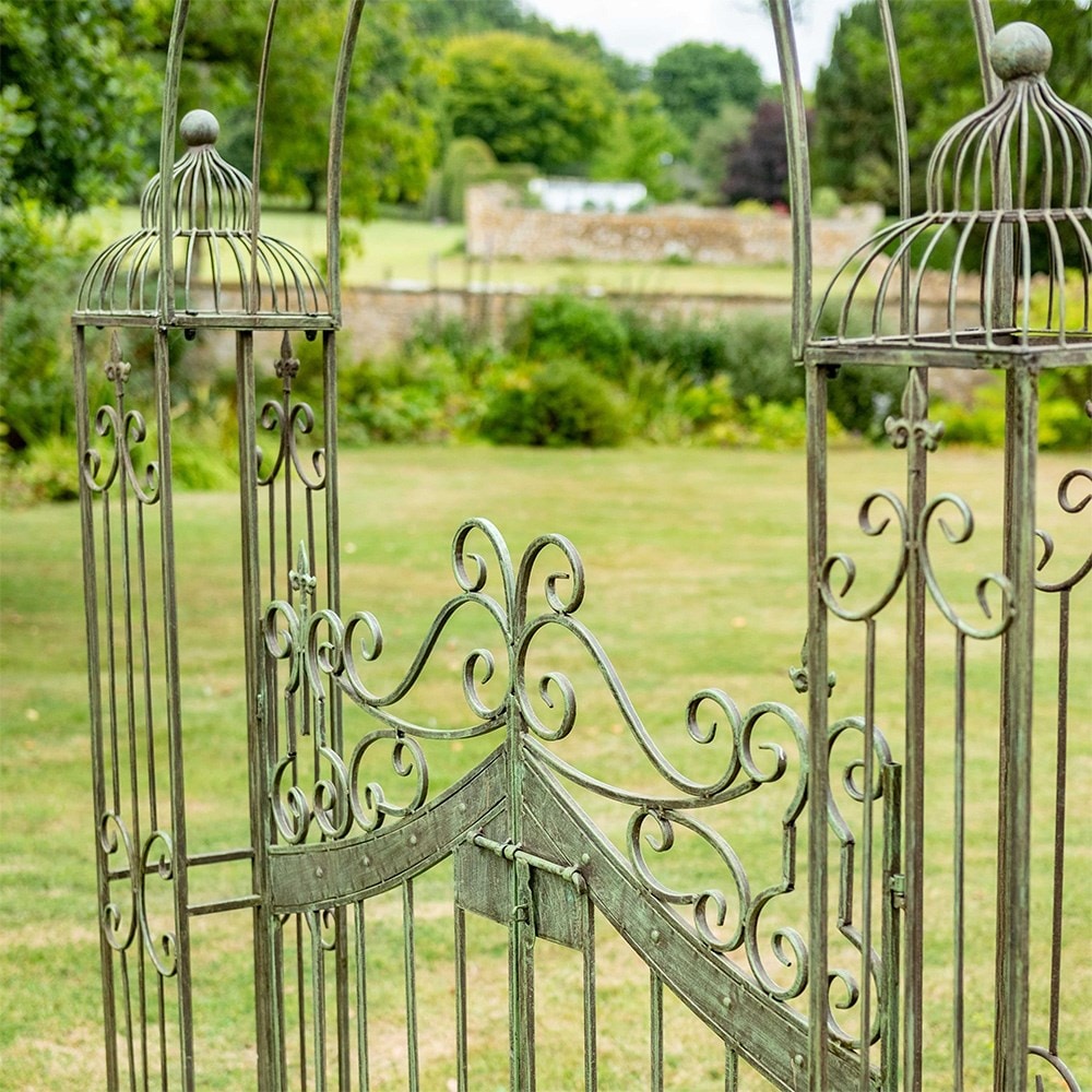 Buy Vintage garden arch with gates - antique green rust: Delivery by Crocus