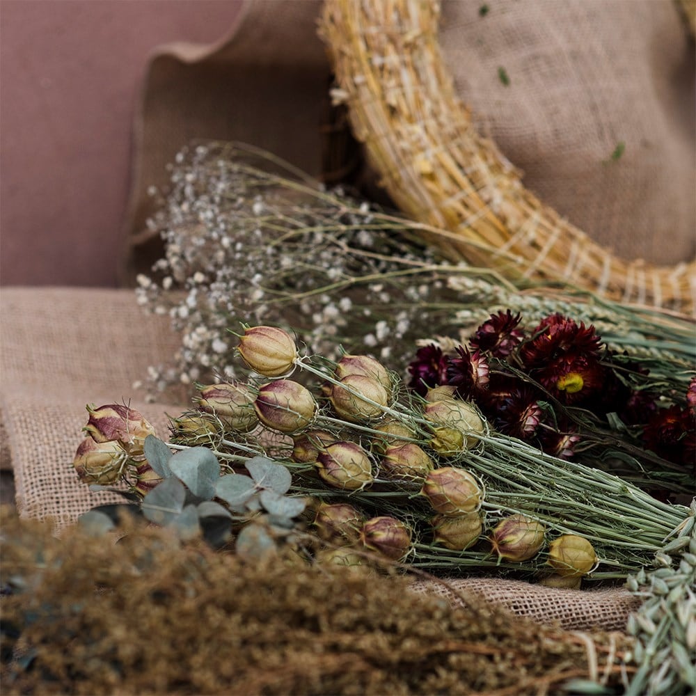 Dried flowers for wreath making