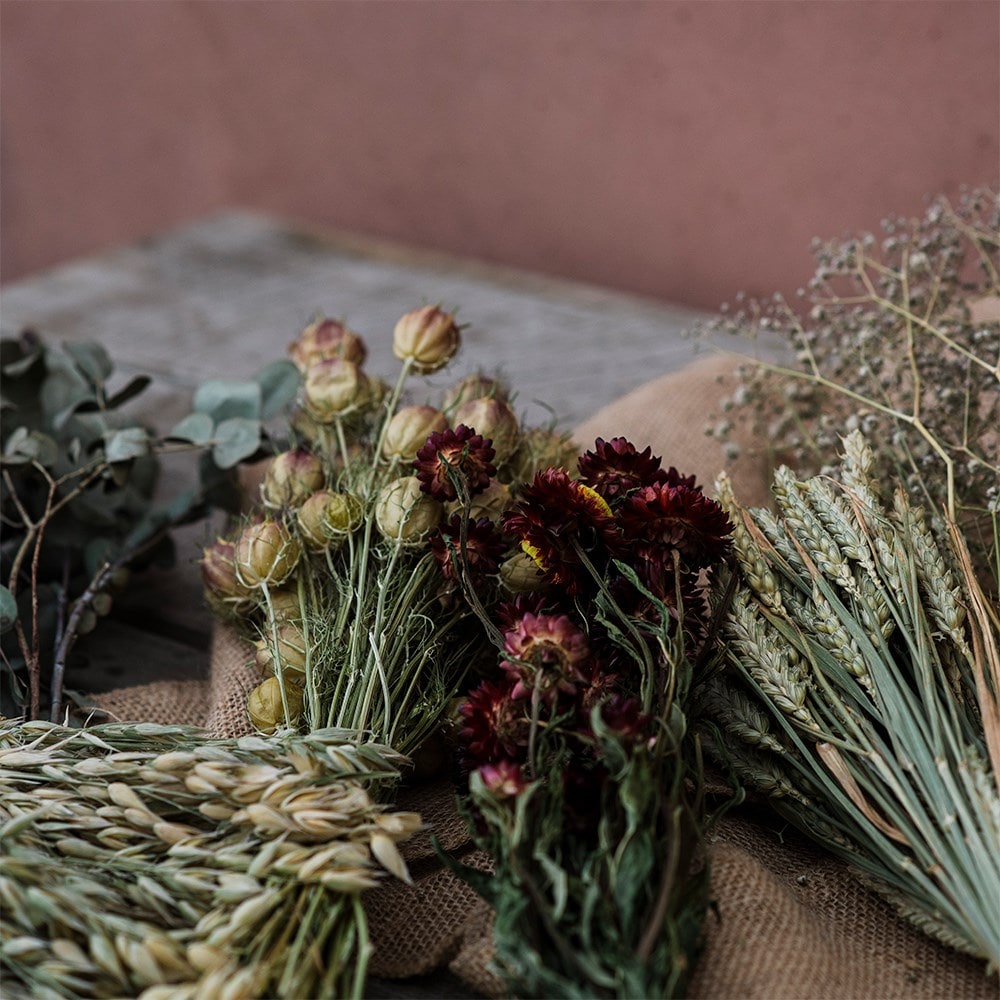Dried flowers for wreath making