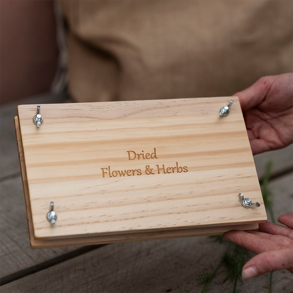 Wooden flower and herb press with screws