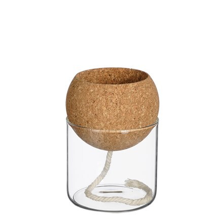 Self-watering glass planter