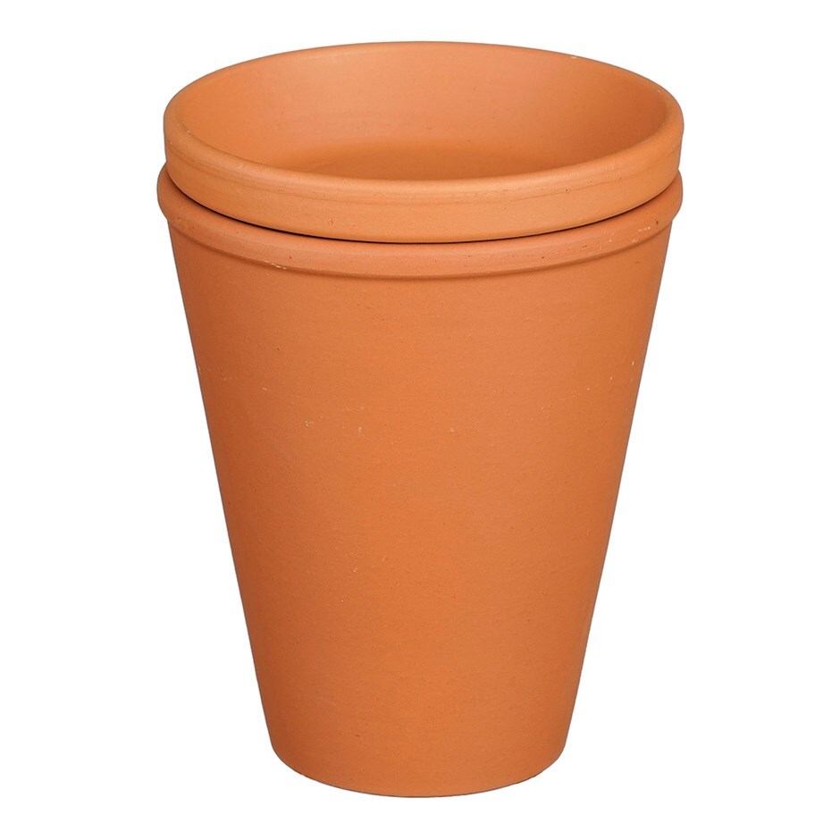 Terracotta pot watering olla with lid - set of 3