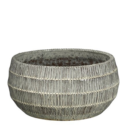 Large rustic textured plant bowl - white