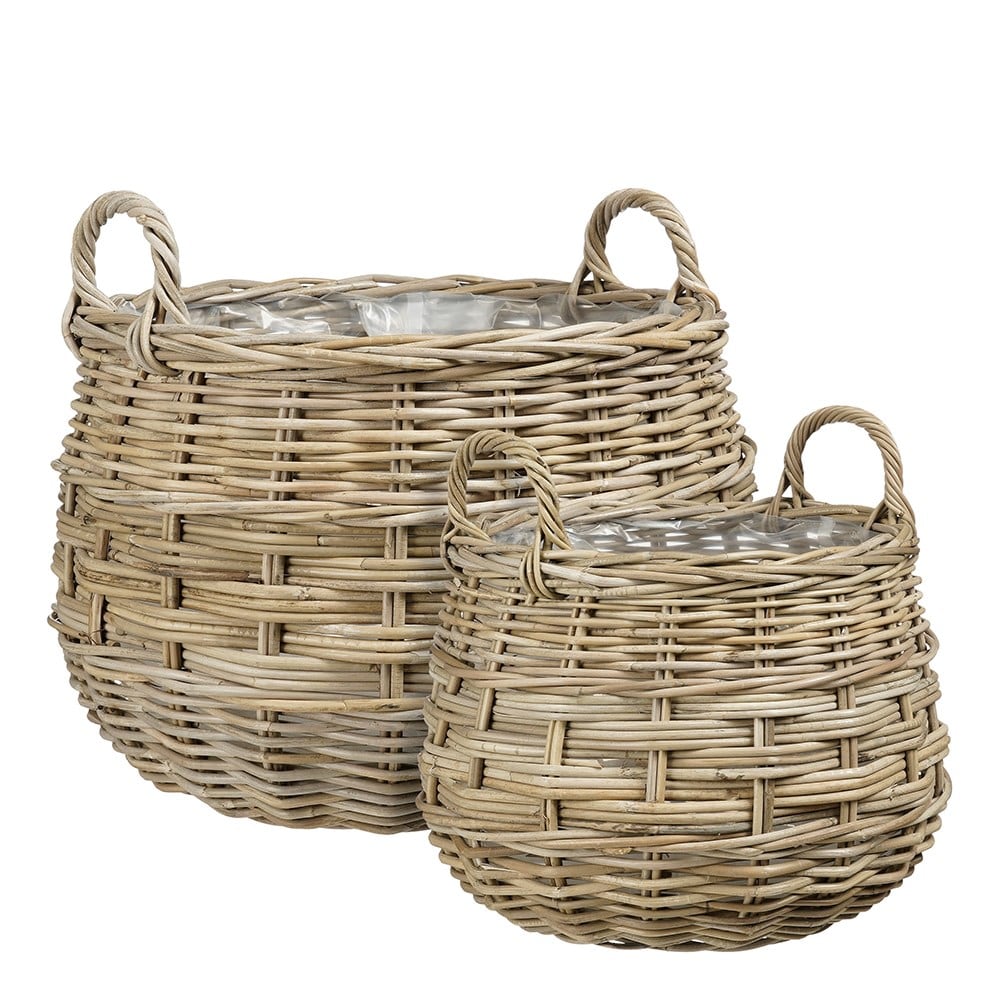 Extra large rattan plant basket with handles
