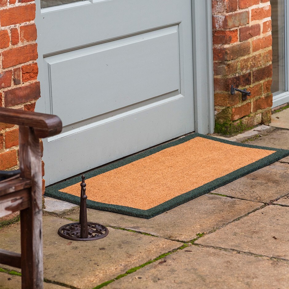 Green border coir doormat