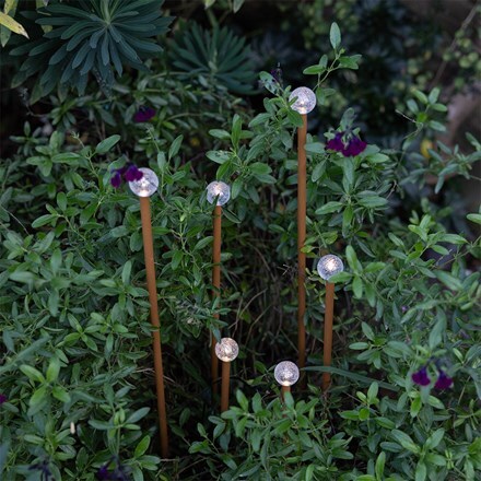 Outdoor multi height ball stake lights - rust