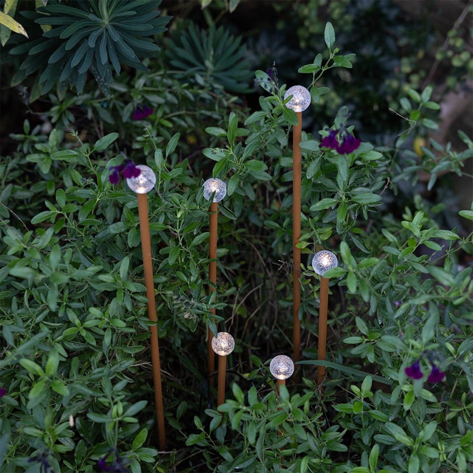 Outdoor multi height ball stake lights - rust